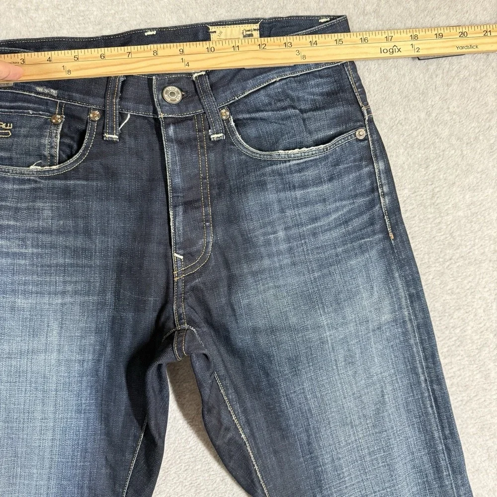 G Star RAW Jeans Men 31x34 Blue 3301 Straight Leg Dark Wash Button Fly Denim - Picture 8 of 12